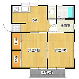よしみハイツ 2DKの間取図画像