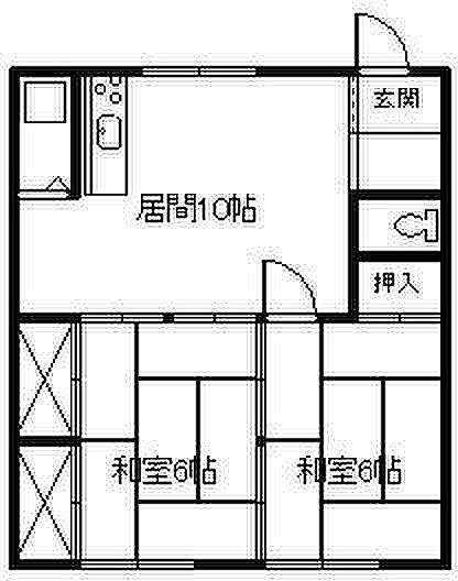 成川マンションC棟 2-2｜北海道旭川市末広六条1丁目(賃貸アパート2LDK・2階・45.36㎡)の写真 その2