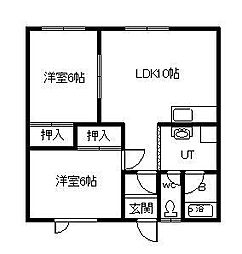 MSミツウロコ 1階2LDKの間取り