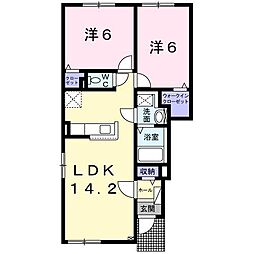 グランドキャニオン 1階2LDKの間取り