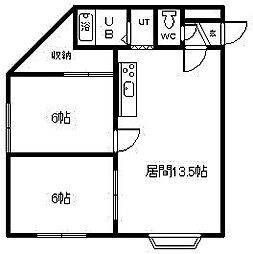 ハンドレットヴィレッジC 2LDKの間取図画像