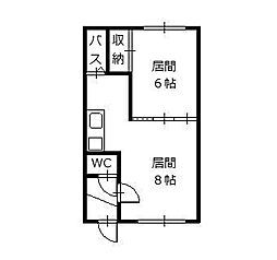 テルメハイツA 1DKの間取図画像