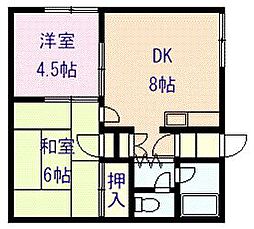 オリス末広 2DKの間取図画像
