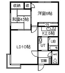 グランドール永山2号館 2LDKの間取図画像