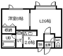 グレース新富B 1LDKの間取図画像