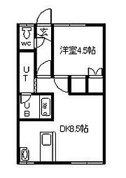 ワンダースリー 1DKの間取図画像