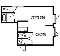 イヴィーサB 1DKの間取図画像