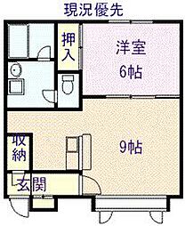 フルーヴ・ヴィラージュβ 1LDKの間取図画像