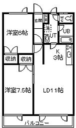 キャスル永山 2LDKの間取図画像