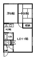 モリハイツ 2LDKの間取図画像