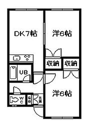 大雪スカイコーポ 2DKの間取図画像