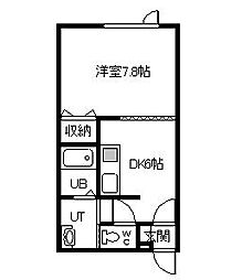 ももたろう1 1DKの間取図画像