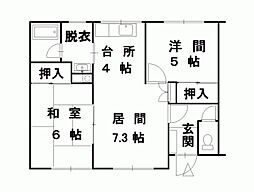 東和ハイツ 2LDKの間取図画像