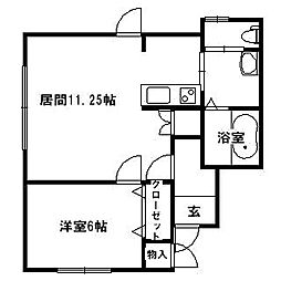 エスポワール秋月 1LDKの間取図画像