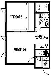 カサブランカ 1LDKの間取図画像