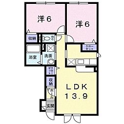 サム・ソラーレ 2LDKの間取図画像