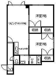 サンシャイン 2LDKの間取図画像
