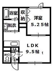 ブルータウン2 1LDKの間取図画像