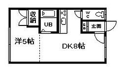 コーポイースト 1LDKの間取図画像