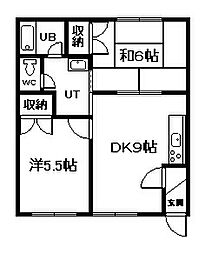 リバーシティ 2DKの間取図画像
