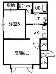 シエル・エトワール 1DKの間取図画像