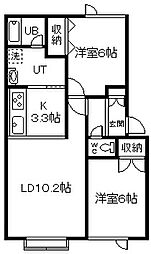 グランベール豊岡A 2LDKの間取図画像