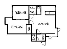 ヴェルデ 2LDKの間取図画像