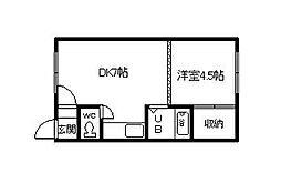 アルバハイム 1LDKの間取図画像