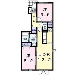 カーサ・セレーノ 2LDKの間取図画像
