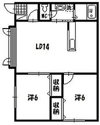 アルマースA 2LDKの間取図画像