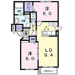 プリマヴェーラ・ルーチェ 2LDKの間取図画像