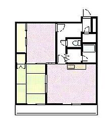 花咲第1マンション 2DKの間取図画像
