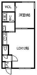 ダイヤハイツ4・西1 1LDKの間取図画像