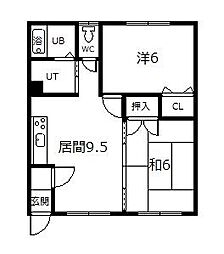 豊岡5・4ハイツ 2DKの間取図画像