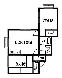 豊岡5・3ハイツA 2LDKの間取図画像