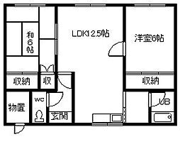 旭栄マンション 2LDKの間取図画像