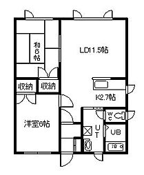 三井ハイツ 2LDKの間取図画像