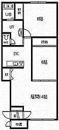 アクアマリンF 2LDKの間取図画像
