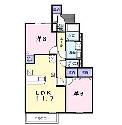 カルムオーブ 2LDKの間取図画像