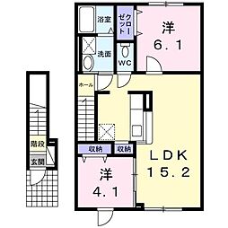 アンジュ 2LDKの間取図画像