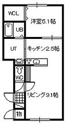 キューブ2 1LDKの間取図画像