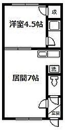 メゾンアルベール旭川 1DKの間取図画像
