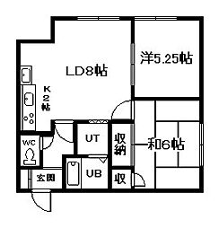 サンセット花咲A 2LDKの間取図画像