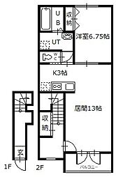 花園の郷 1LDKの間取図画像