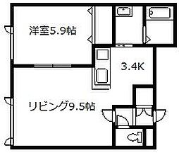 フレーシア 1LDKの間取図画像