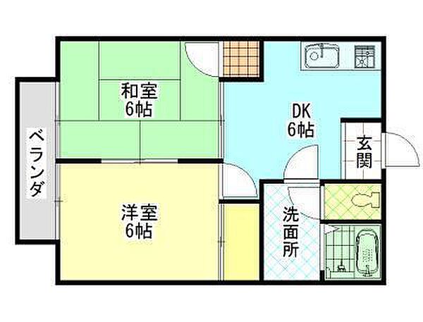 プロヴァンスＢ ｜広島県福山市千田町2丁目(賃貸アパート2DK・1階・39.74㎡)の写真 その2