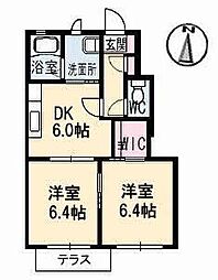 メゾンド・フルールB 2DKの間取図画像