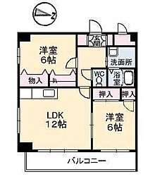 五豊マンション 5階2LDKの間取り