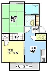 パナハイツ福永　Ｂ・Ｃ 1階2DKの間取り