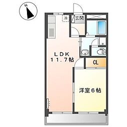 アクロス7122 1LDKの間取図画像